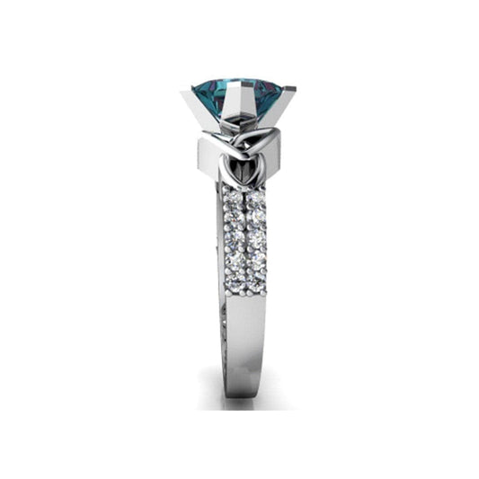 Blue Cubic Zirconia & Crystal Princess-Cut Ring