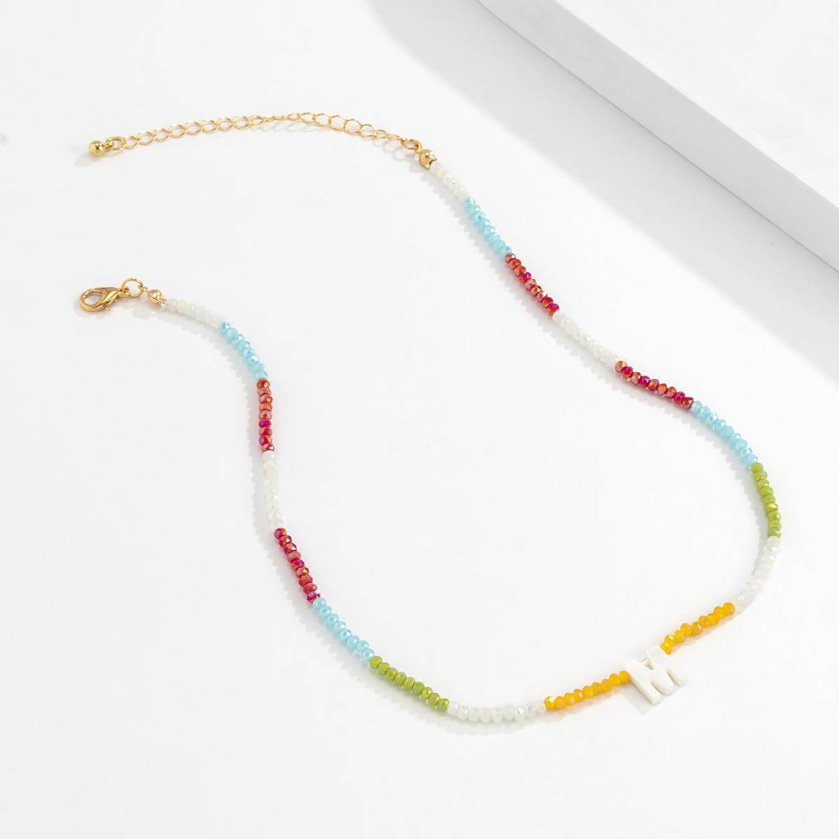 Red & White 'M' Beaded Necklace