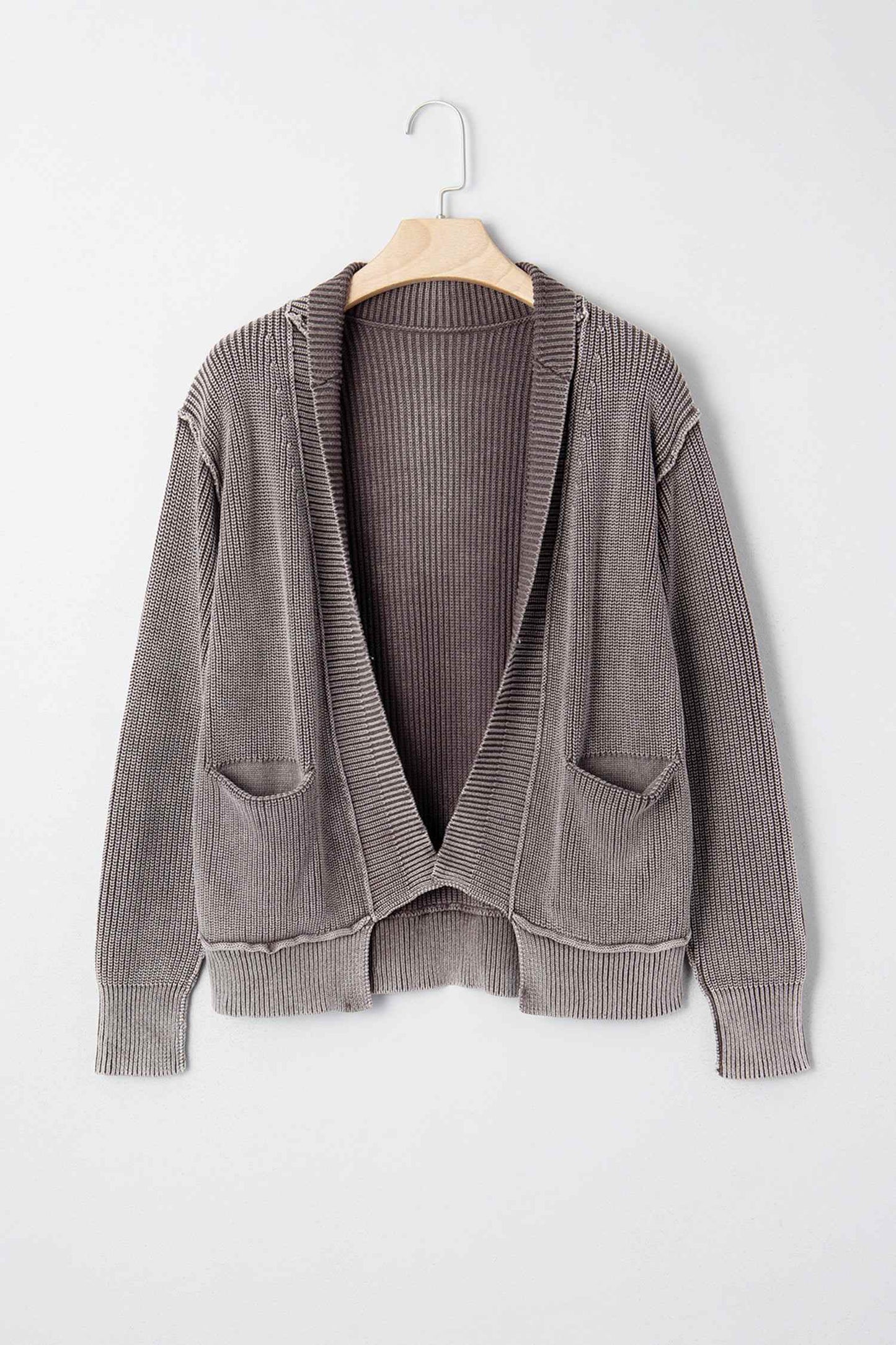 Sunny Patchwork Knit Open Sweater - Gray / L - 12/14