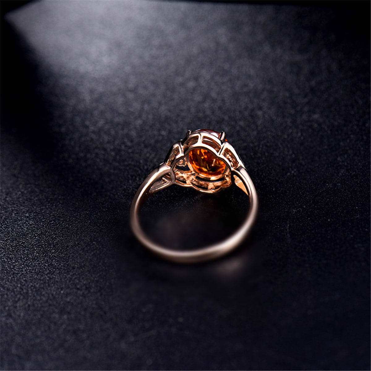 Yellow Crystal & Cubic Zirconia Adjustable Oval-Cut Ring