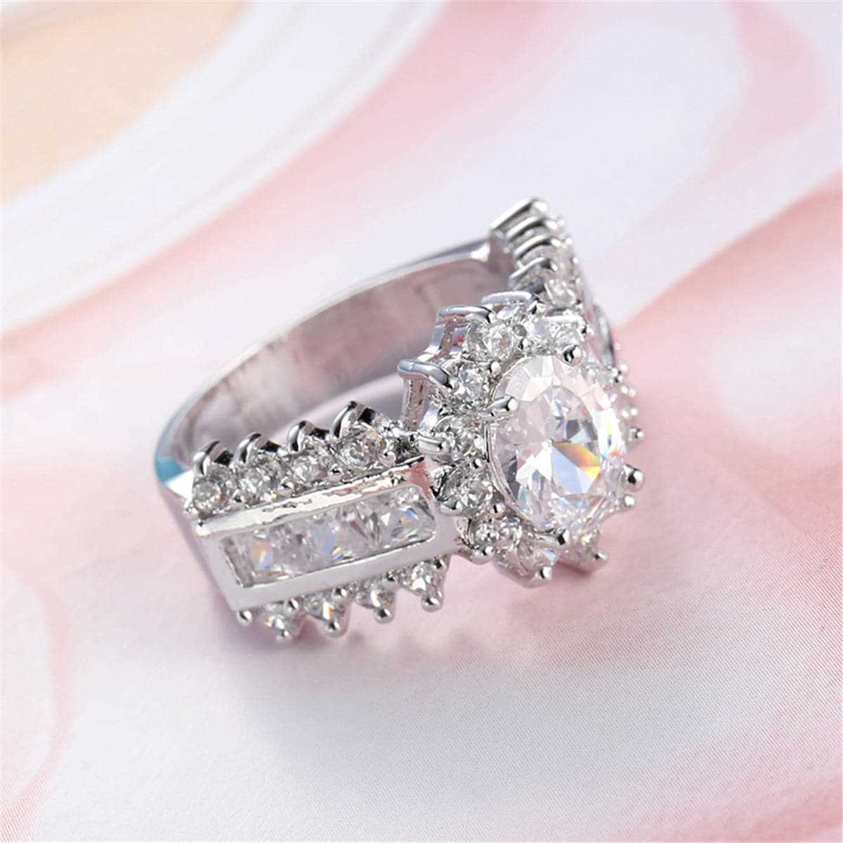 Crystal & Silvertone Hola Ring