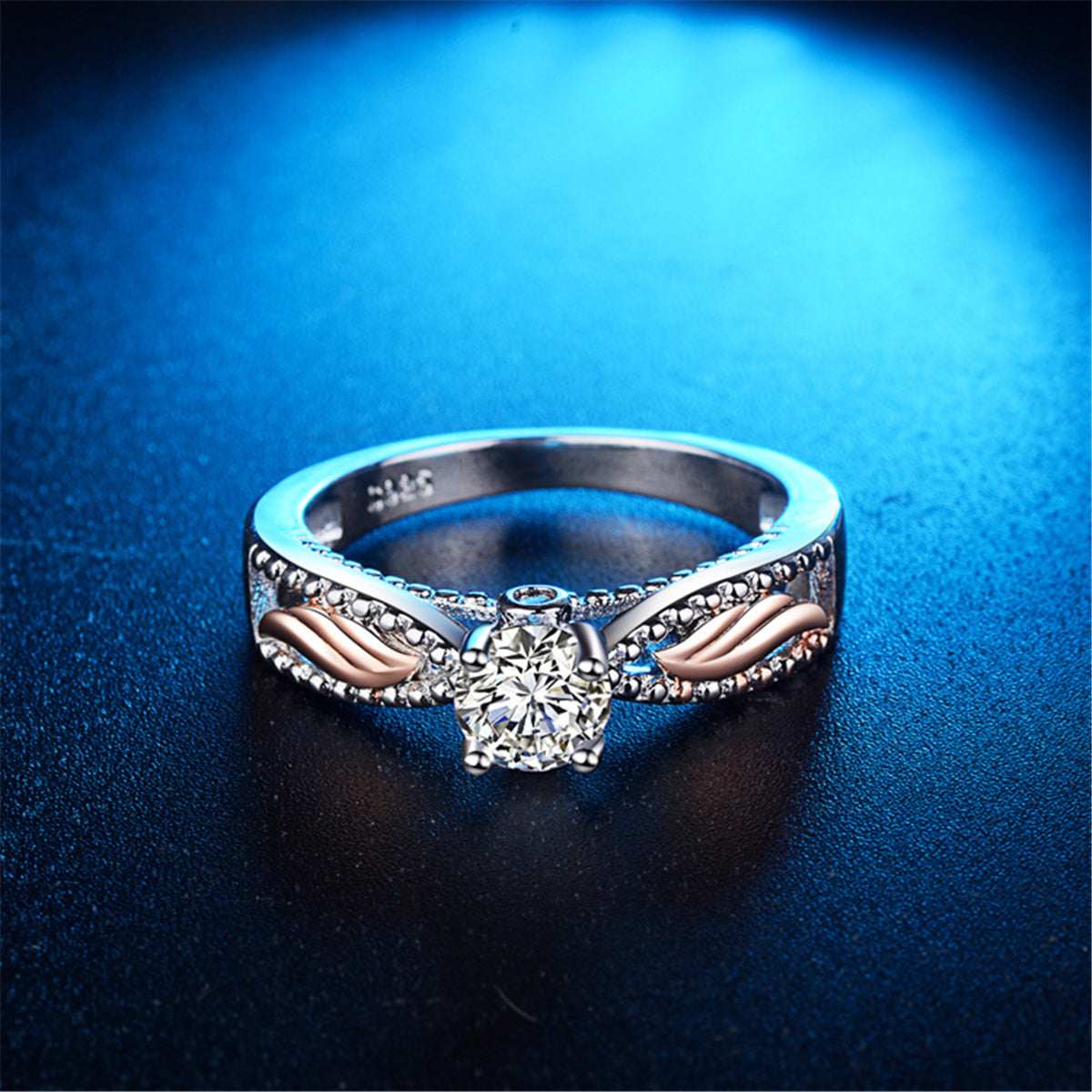 Crystal & Cubic Zirconia Two Tone Wing Ring-2