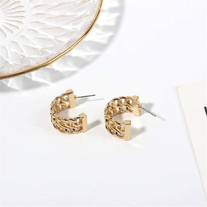Goldtone Weaving Huggie Earrings