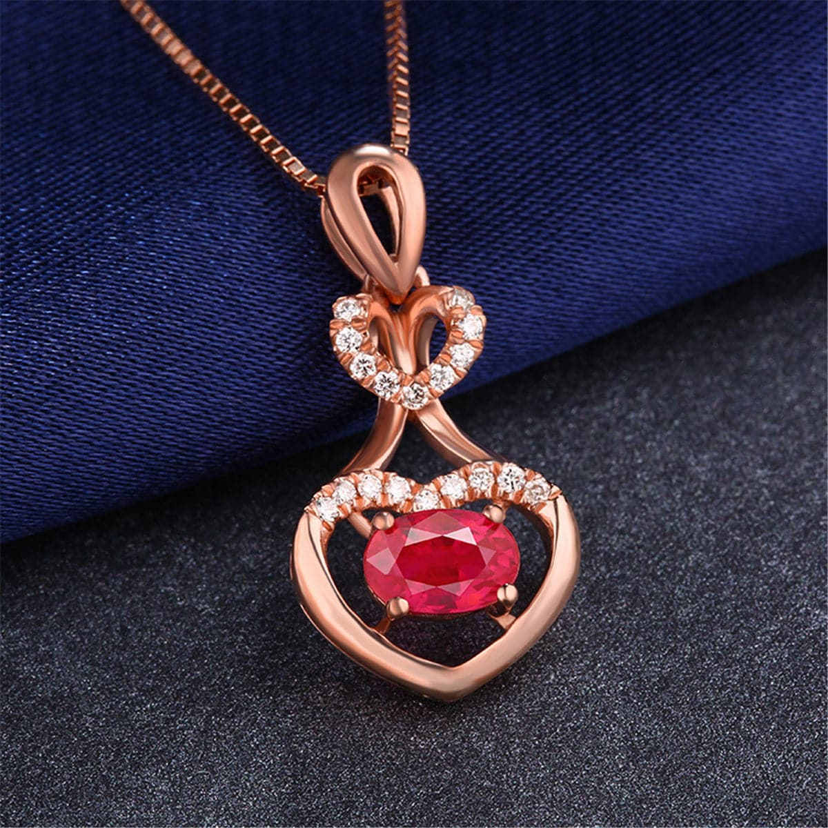 Cubic Zirconia & Rose Goldtone Heart Pendant Necklace-3