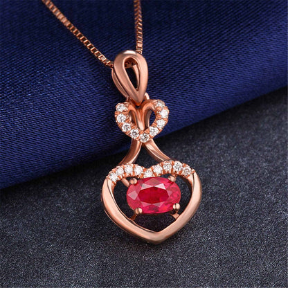 Cubic Zirconia & Rose Goldtone Heart Pendant Necklace-3