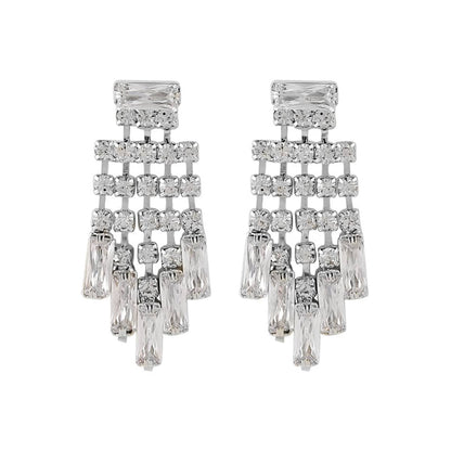 Crystal & Cubic Zirconia Silvertone Chandelier Drop Earrings