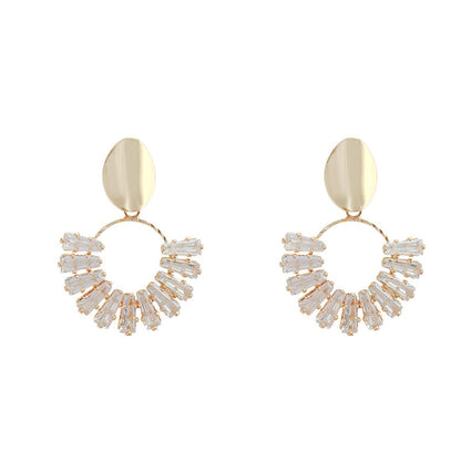 Goldtone & Crystal Circle Drop Earrings