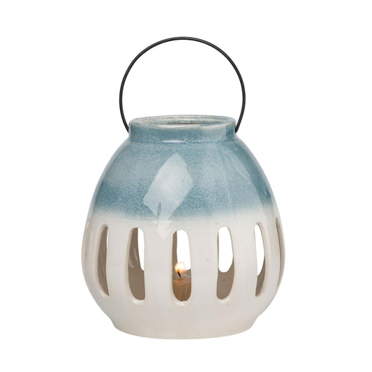 7.64 in Multicolor Ombre Ceramic Lantern for Spring Candle Holders Decorative Home Accent