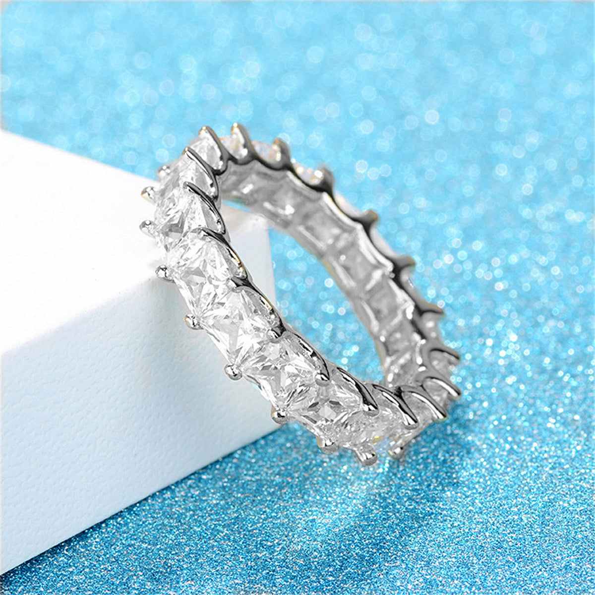 Crystal & Silvertone Princess-Cut Ring-2