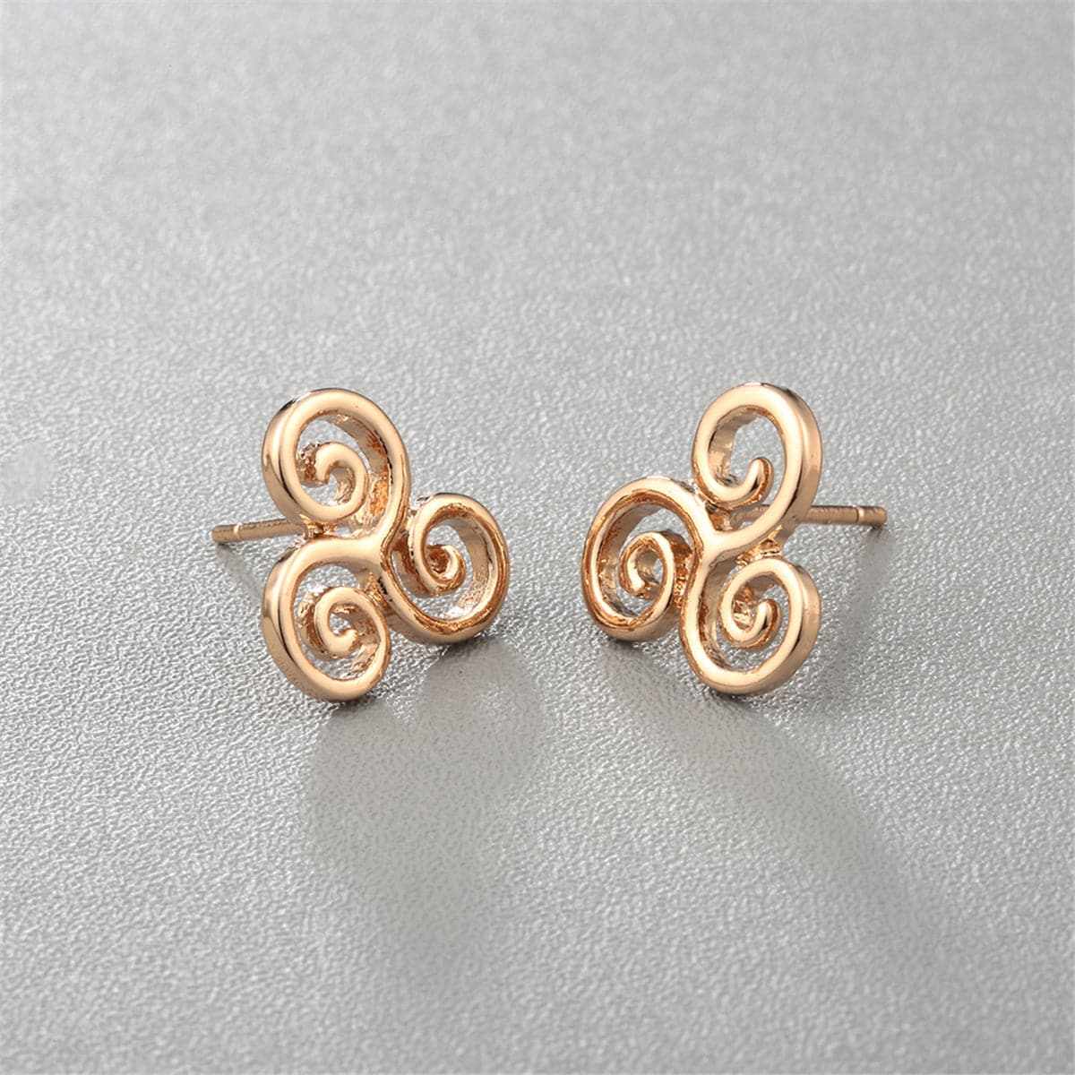Goldtone Open Swirls Stud Earrings