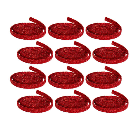 Melrose International Red Glitter Rope Ribbon (Set of 12 Rolls)