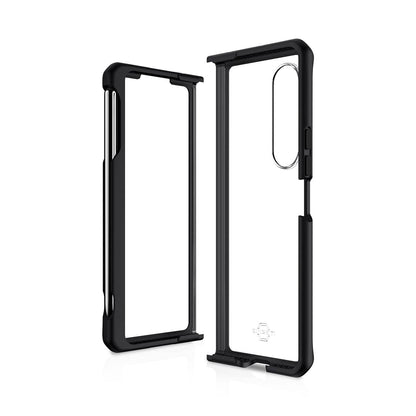 Itskins Hybrid Solid Protective Phone Case Compatible with Galaxy Z Fold3 5g, Slim Hybrid Case, Anti-Yellowing, and Heavy Duty Shockproof Cover, Military Phone Case | Black and Transparent