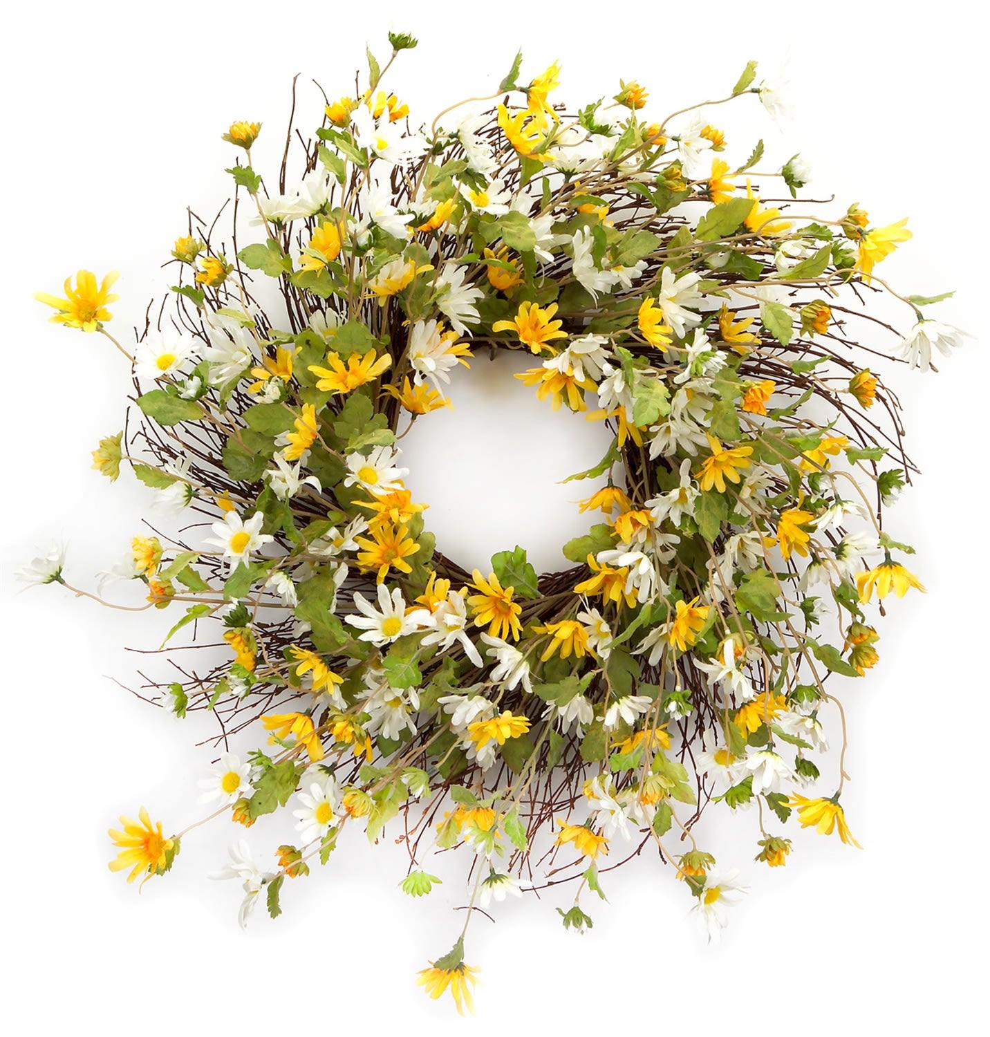 Melrose International Mixed Daisy Floral Wreath 24"D