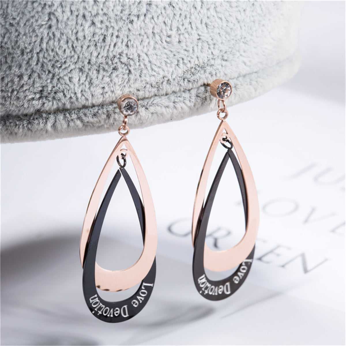 Rose Goldtone Interlocking Drop Earrings