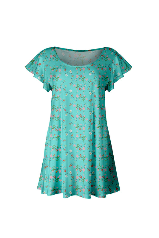 Aqua Floral Print-