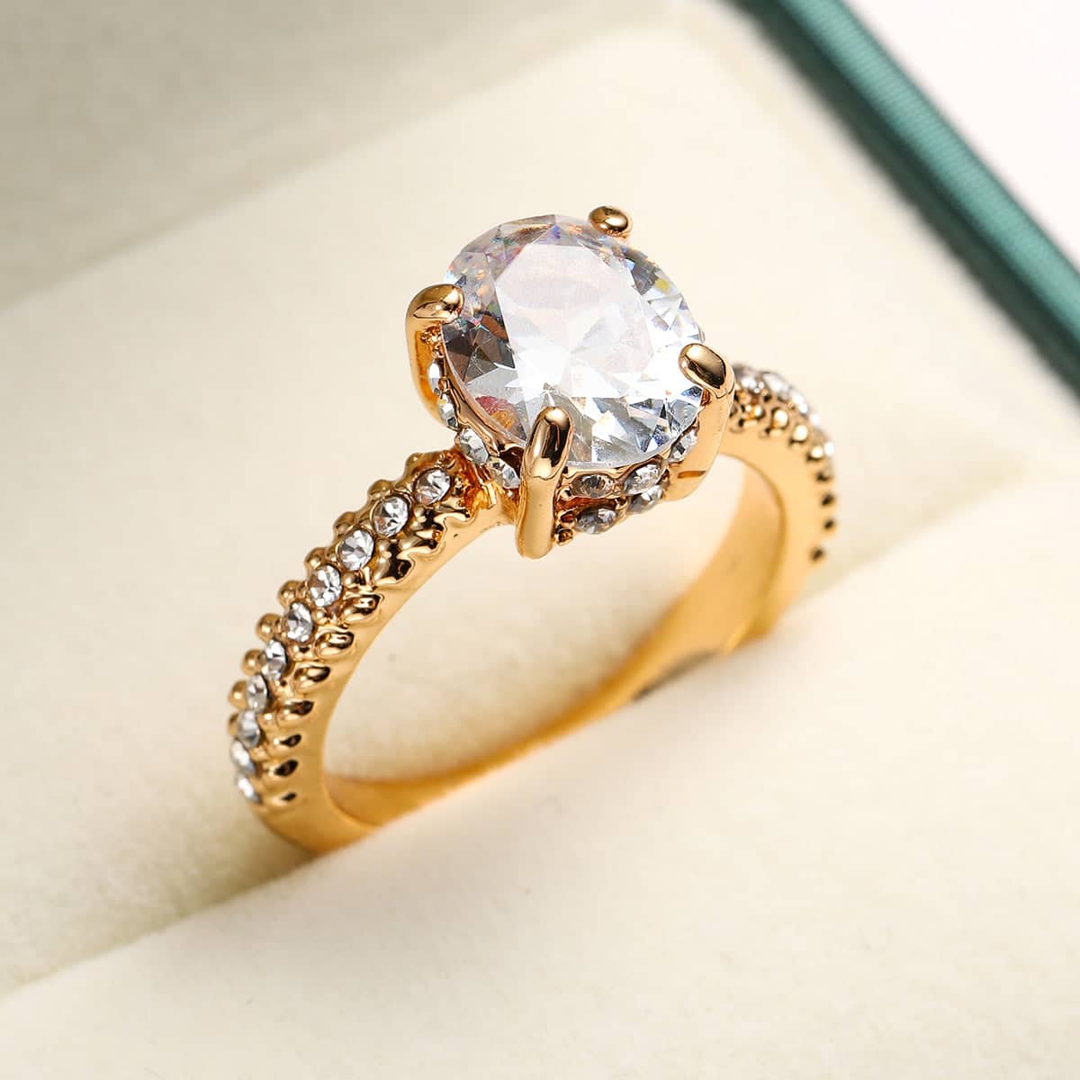 Crystal & Cubic Zirconia Pavé Milgrain Oval-Cut Ring-2