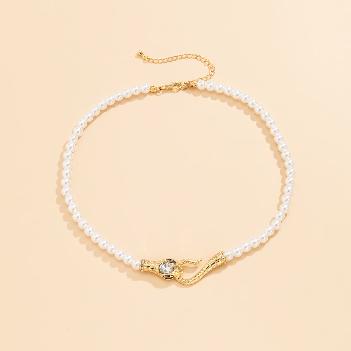 Crystal & Pearl Goldtone Snake Necklace