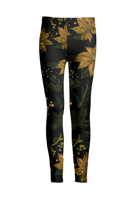 Black & Gold Holiday Leaf Print-