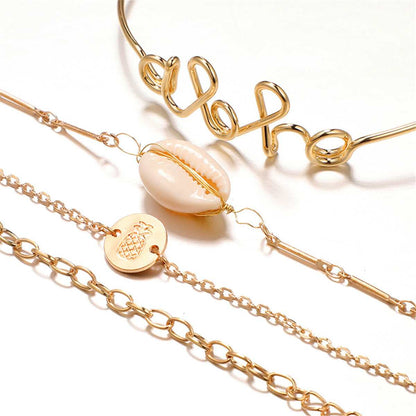 Shell & Goldtone 'Aloha' Bracelet Set