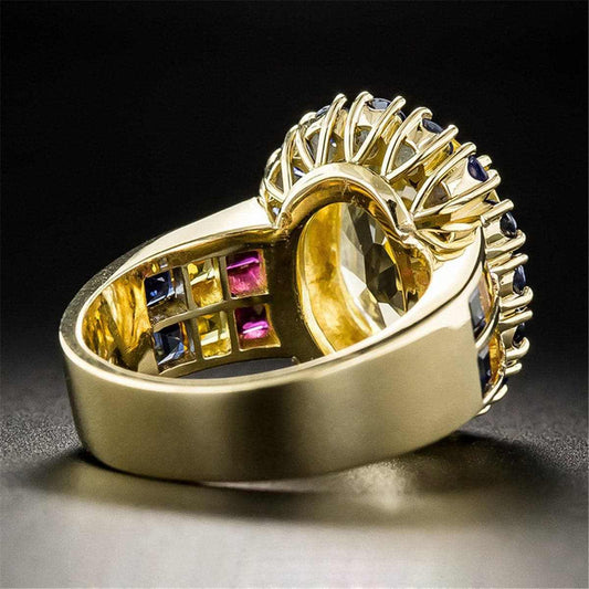 Yellow Cubic Zirconia & Goldtone Vintage-Inspired Ring