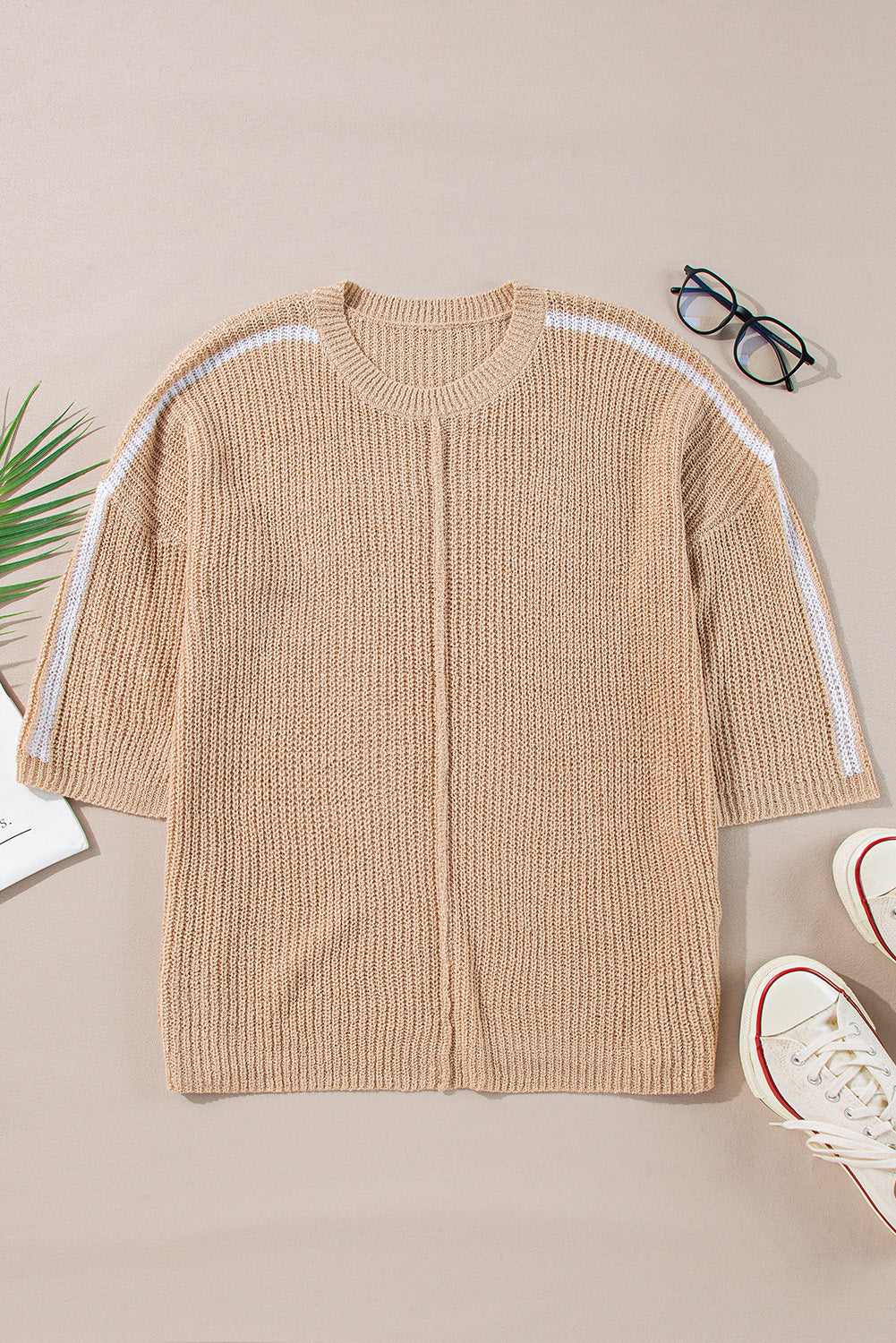 Aria 3 4 Sleeve Sweater - Light French Beige / L - 12/14