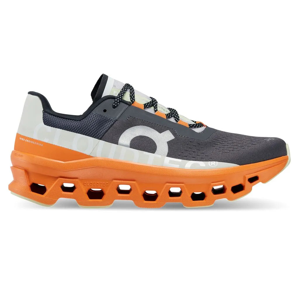 On Cloudmonster Men's Running Shoes — Eclipse/Turmeric Mesh Low-Top