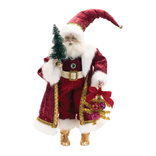 Melrose International Holiday Santa with Pine Tree Character 25"H