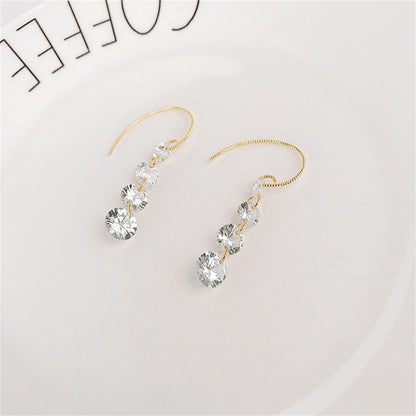 Cubic Zirconia & Goldtone Linked Threader Earrings