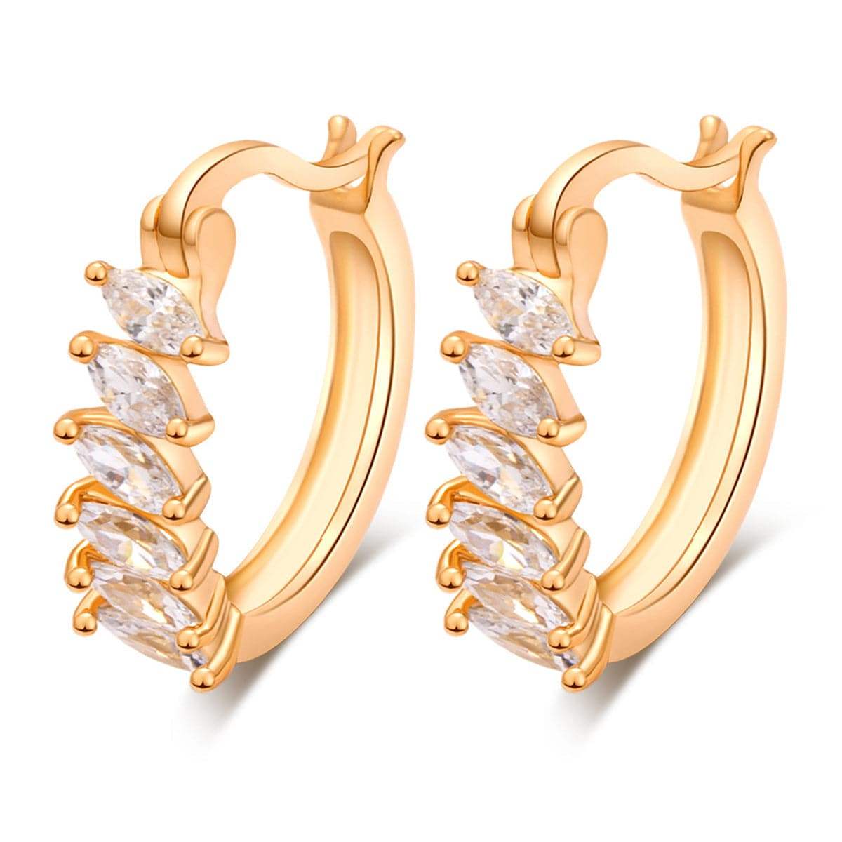 Crystal & Goldtone Marquise-Cut Huggie Earrings