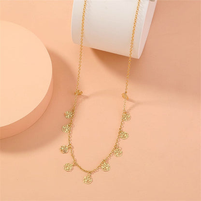 Goldtone Open Flower Station Necklace