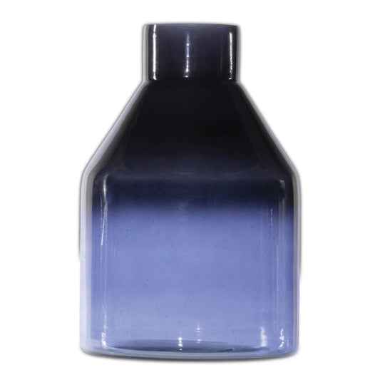 Melrose International Blue Soda Lime Glass Bottle Vase 7"H