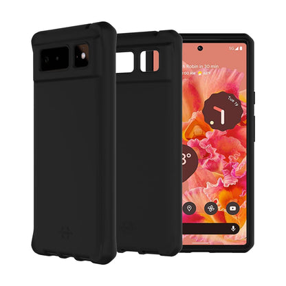 Itskins | Hybrid Silk Protective Phone Case Compatible with Pixel 6, Slim Hybrid Case, Anti-Yellowing, and Heavy Duty Shockproof Cover, Military Phone Case | Black