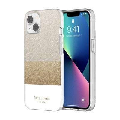 Kate Spade New York Protective Hardshell Case for Iphone 13 - Glitter Block White