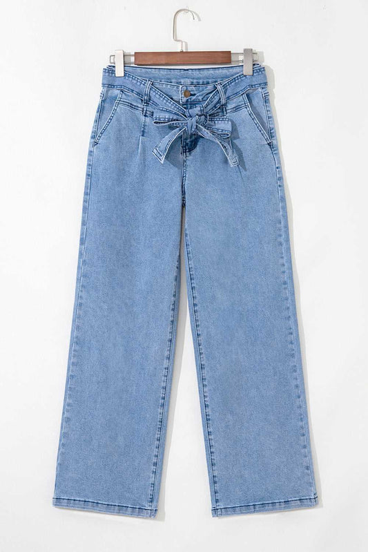 Threaded Pear Ava Sash Wide Leg Jeans