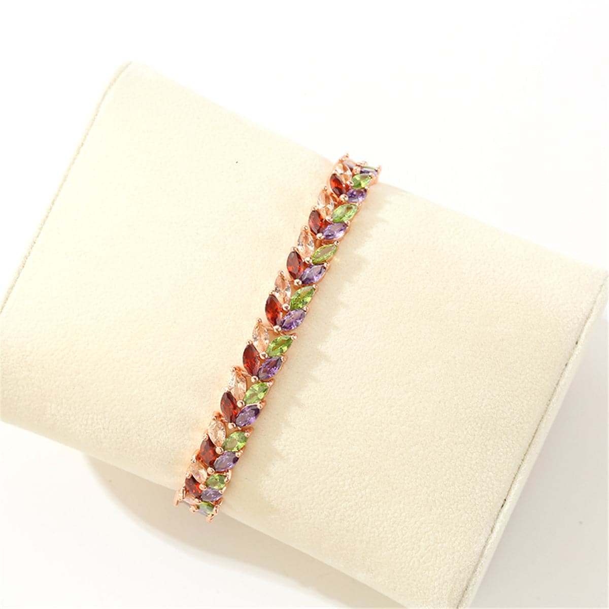 Jewel-tone Crystal & Rose Goldtone Floral Bracelet