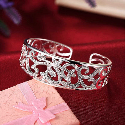 Cubic Zirconia & Silvertone Filigree Cuff