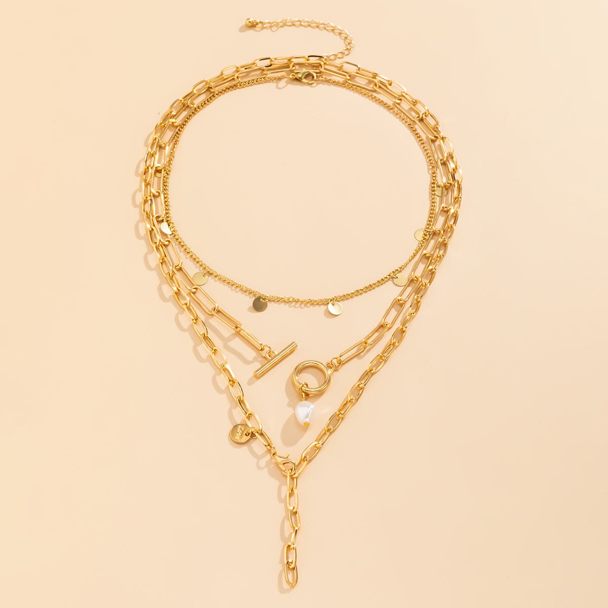 Pearl & Goldtone Lariat Necklace Set