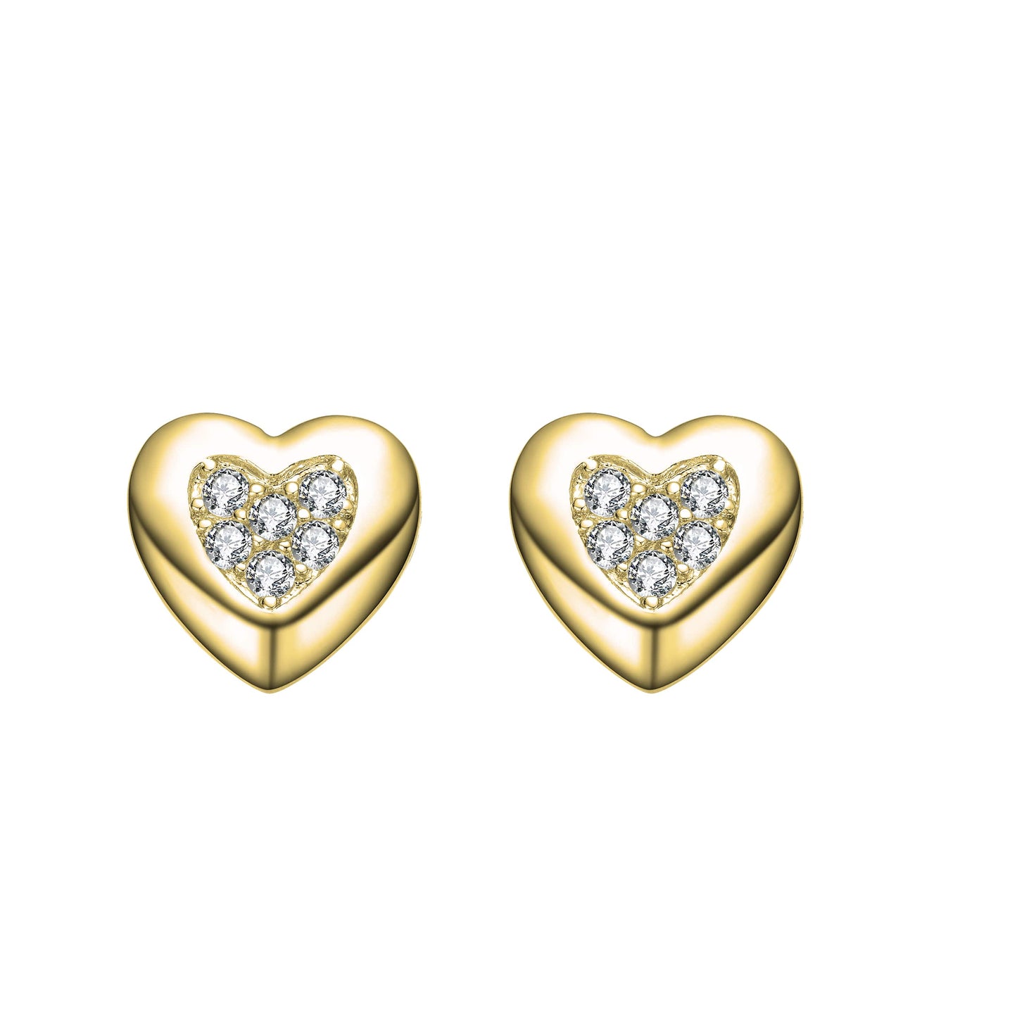 Lovely Heart Stud Earrings with Clear Cubic Zirconia