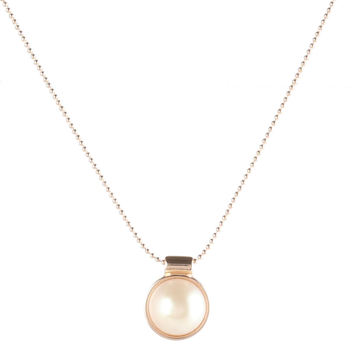 Pearl & Goldtone Round Pendant Necklace