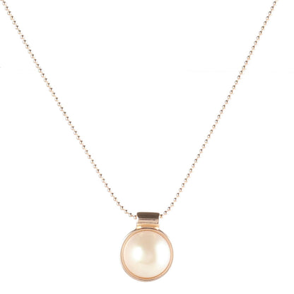 Pearl & Goldtone Round Pendant Necklace