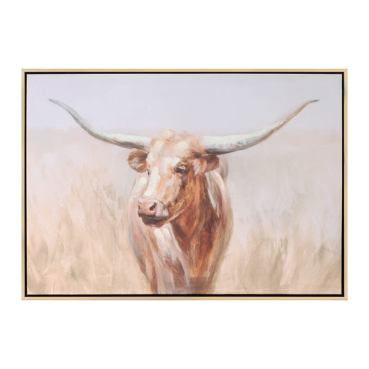Melrose International Framed Long Horn Cattle Wall Art 28"L