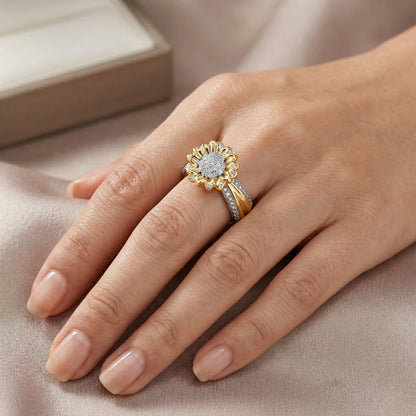 Rhodium and 14K Gold Plated Cubic Zirconia Nature Inspired Ring