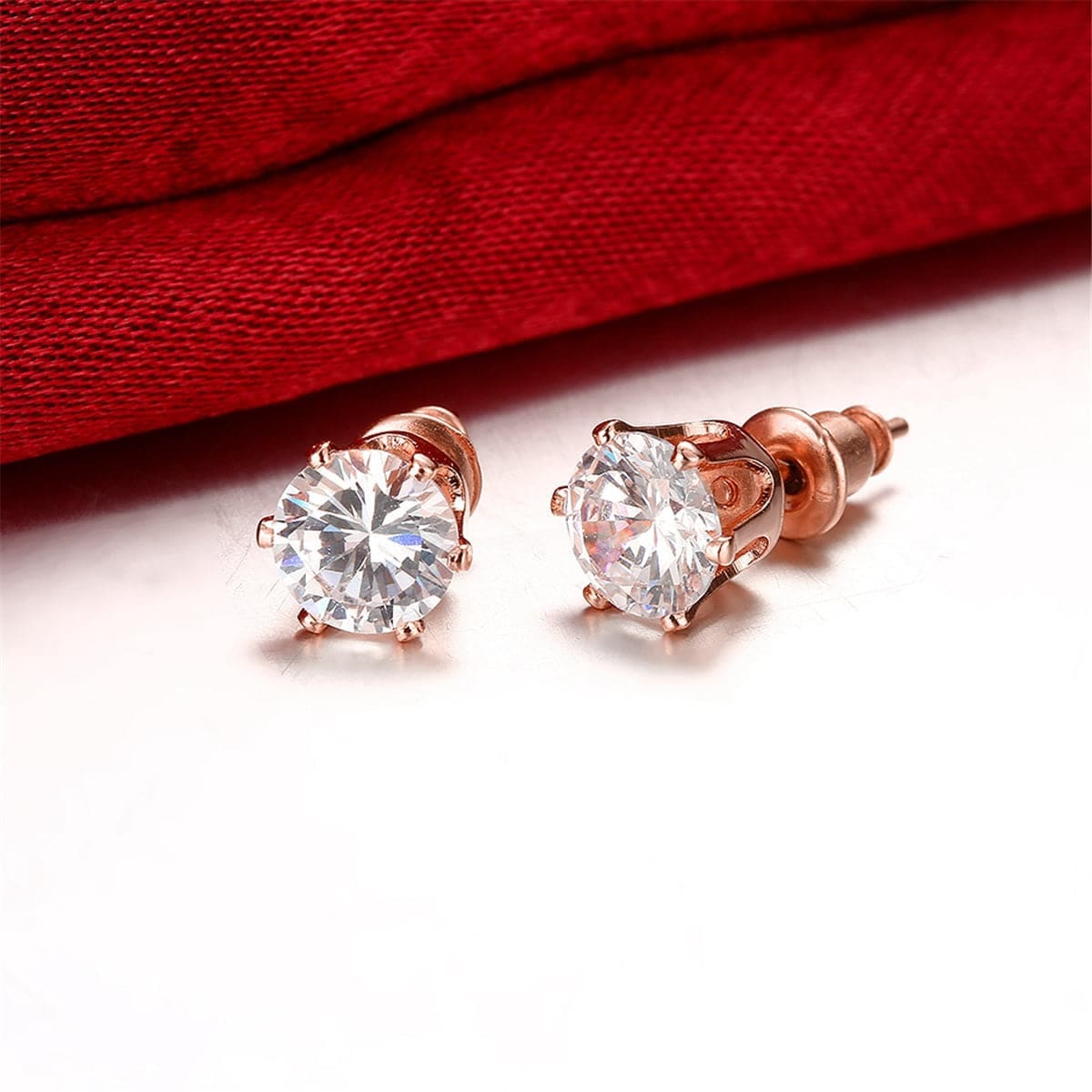 Cubic Zirconia & Rose Goldtone Stud Earrings
