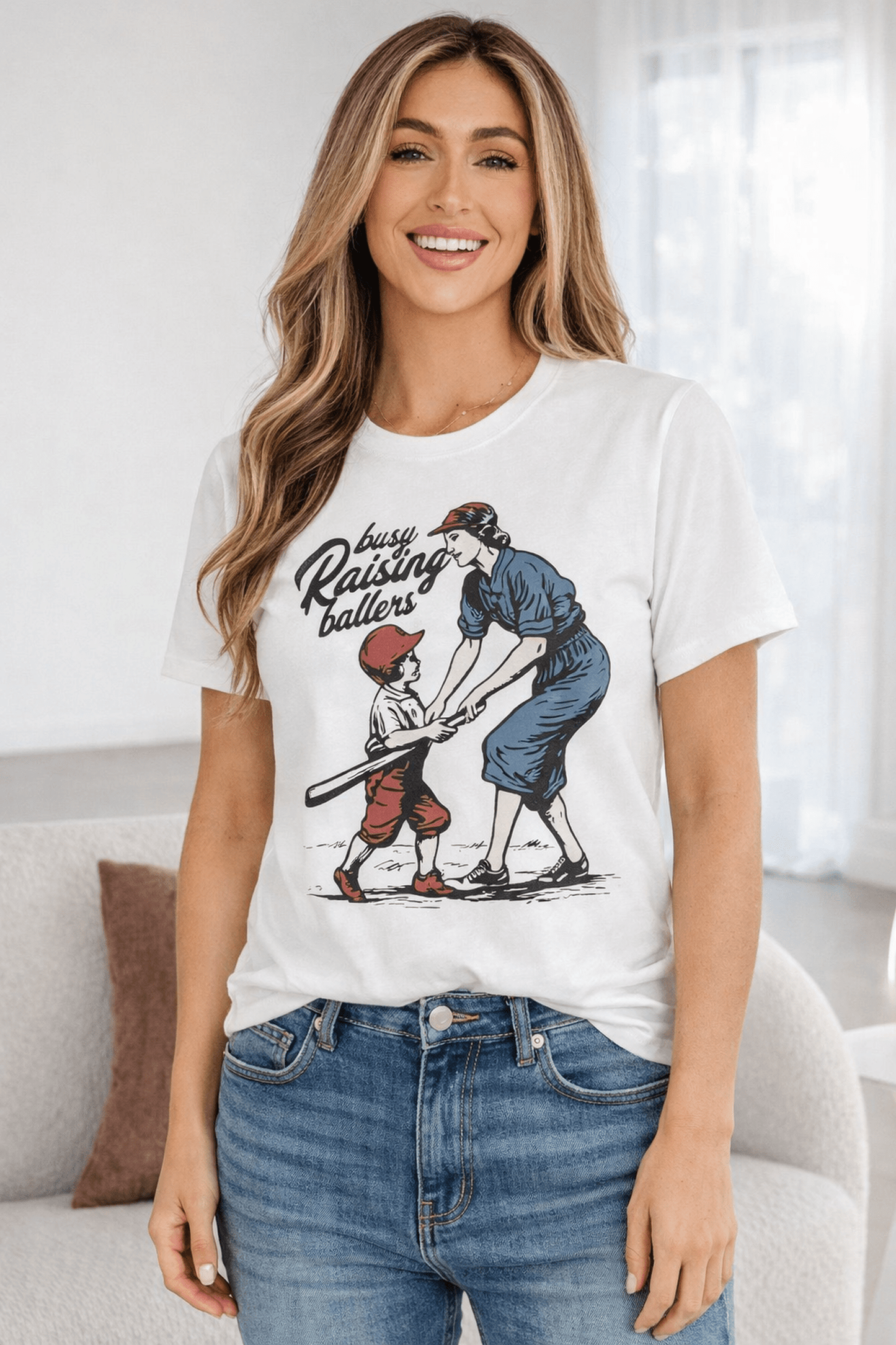 Tilly Ballers Cool Mom Tee - White / Size