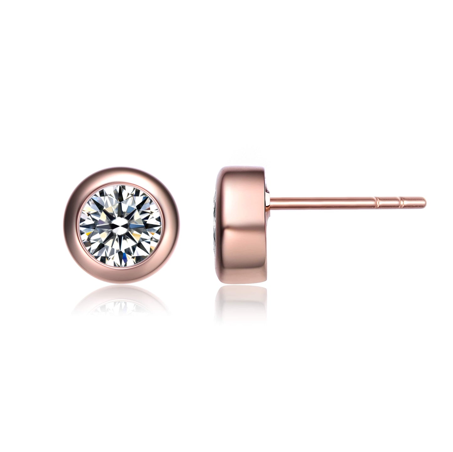 Modern Bezel Set Round Cubic Zirconia Stud Earrings