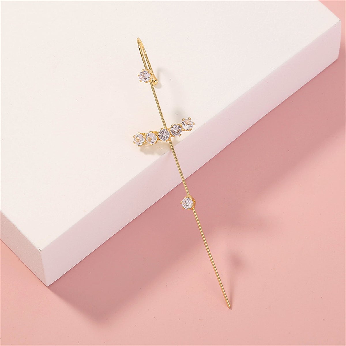 Cubic Zirconia & Goldtone Drop Earring