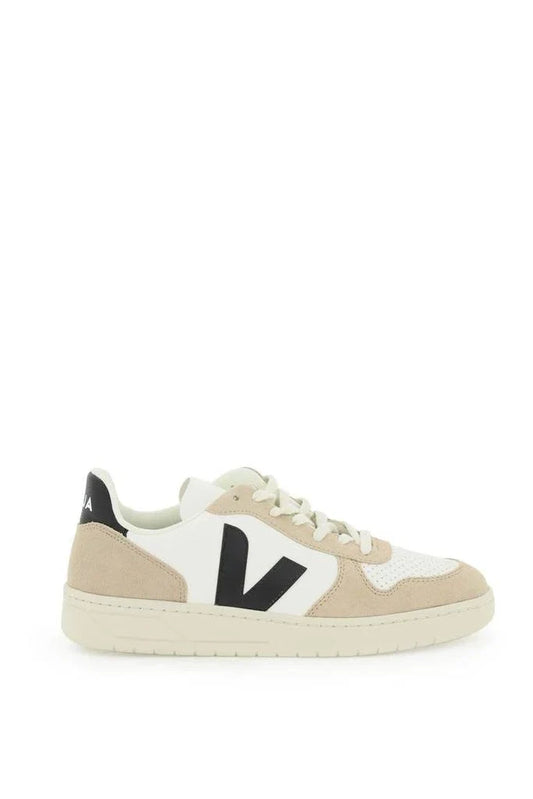 Veja V-10 Men's Sneakers — Beige Leather Low-Top