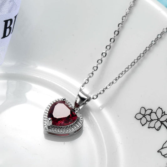 Rose Crystal & Silvertone Heart Halo Pendant Necklace