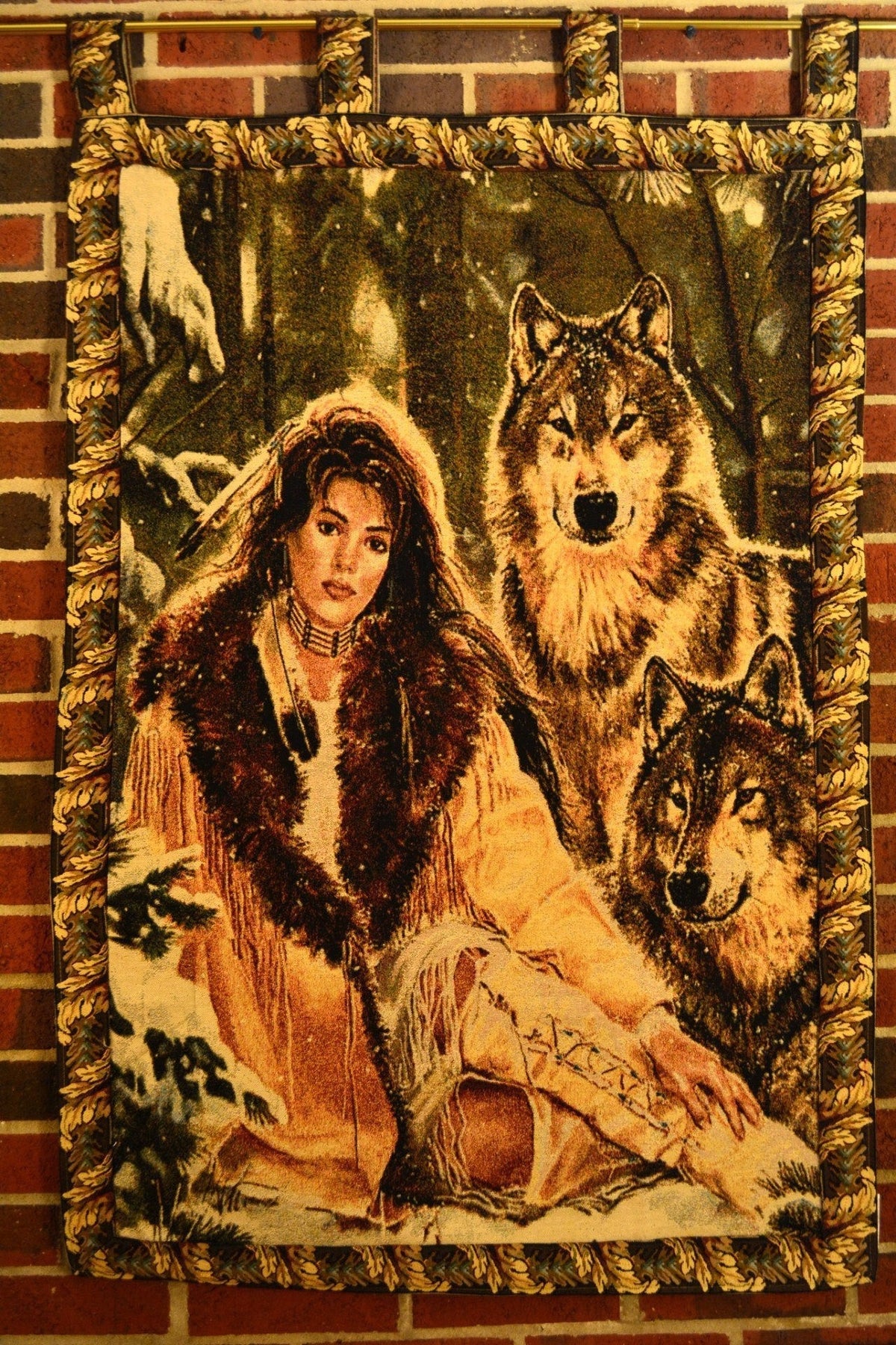 Tache Tapestry Runs With Wolves Native Tribal Wall Hanging 28 x 47 (12082)