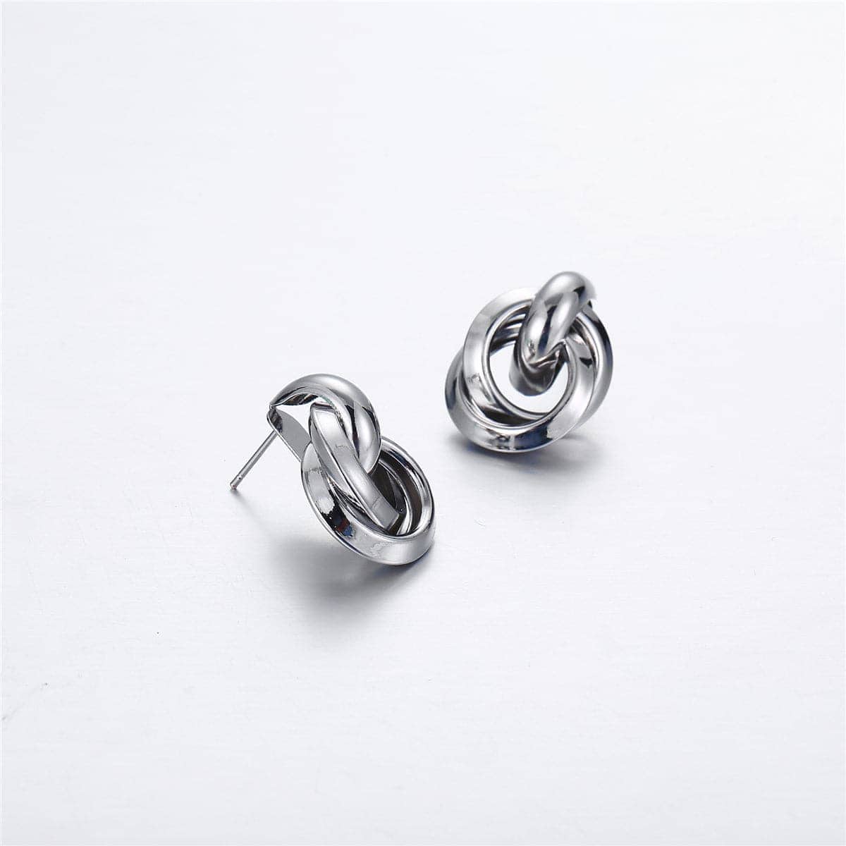 Silvertone Knot Drop Earrings